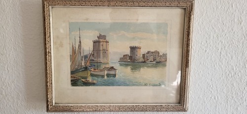 Aquarell alten hafen von la - von,