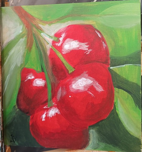 Rote kirschen acrylgemälde - kirschen",