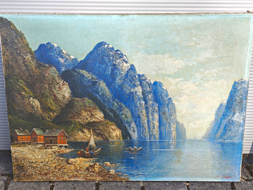 Xxl fjordlandschaft gemälde - xxl,