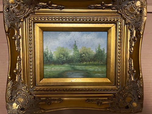 Gerahmtes landschaftsgemälde - gerahmtes,