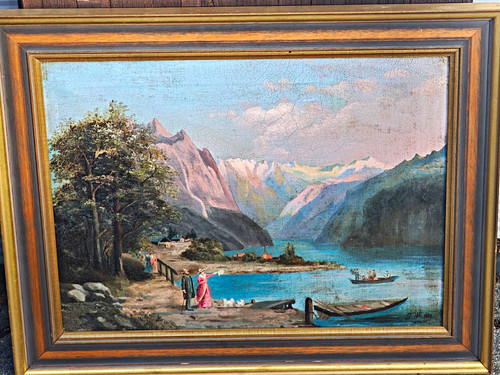 Alpenpanorama idylle gemälde - alpenpanorama,