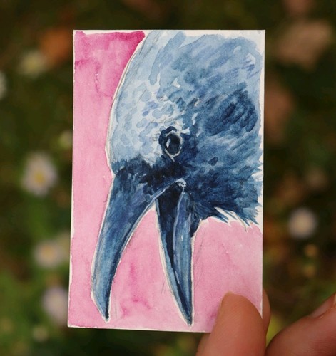 Original aquarell krähe - original,