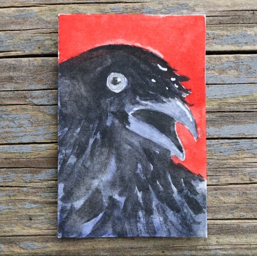 Original aquarell krähe - original,