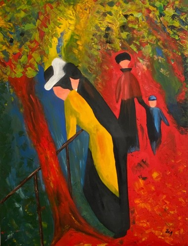 ölbild familienausflug bild - Ölbild, "familienausflug"