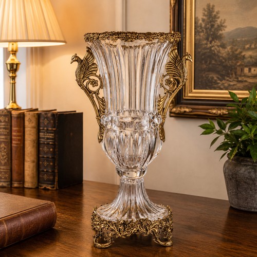Kristall vase mit - vase, bronze